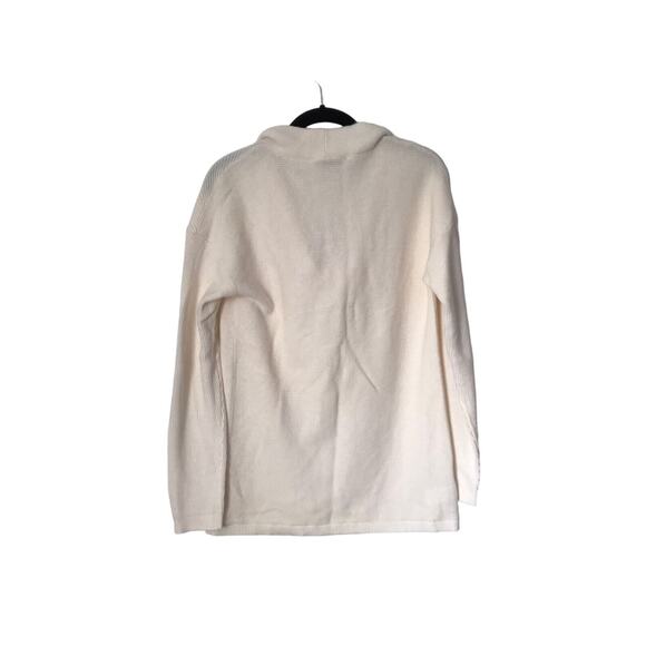 Ann Taylor Loft Sweater Size S Ivory Ribbed Draped Neck Wool Blend Long Sleeve - Picture 5 of 11